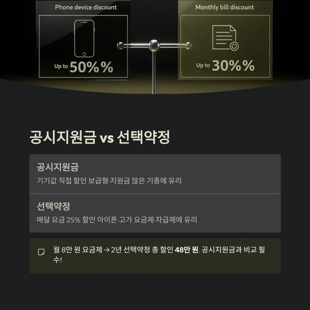 공시지원금 vs 선택약정