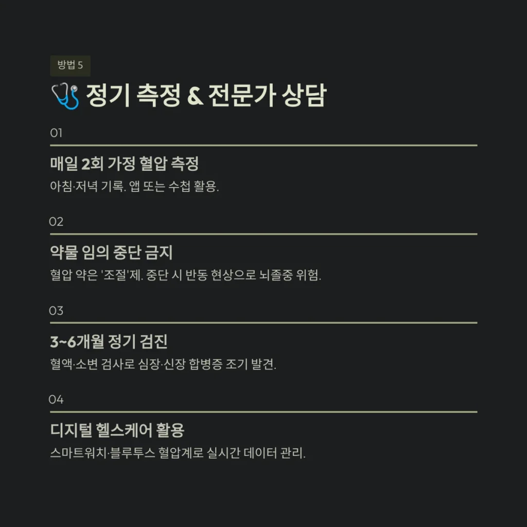 고혈압 낮추는 방법 5가지와 식단/운동 완벽 가이드 6 정기 측정 & 전문가 상담